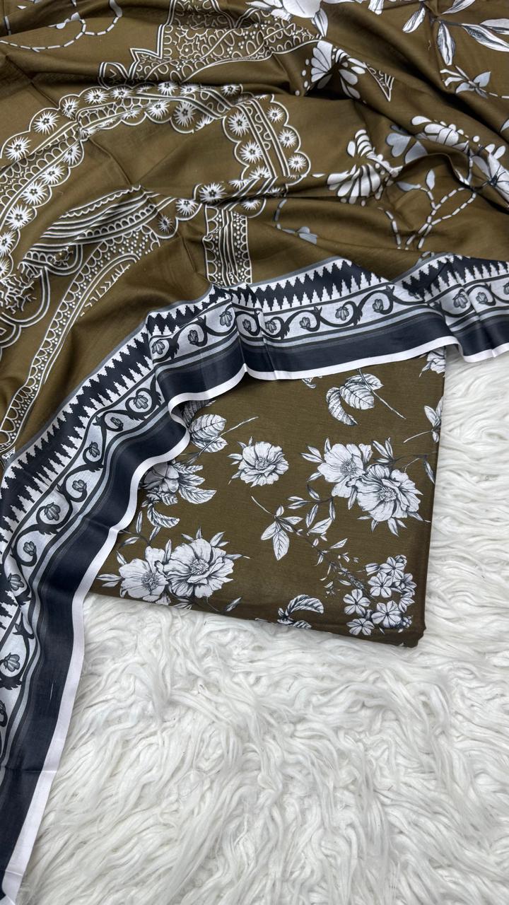 3Pc Lawn Unstitched Suit - #39696