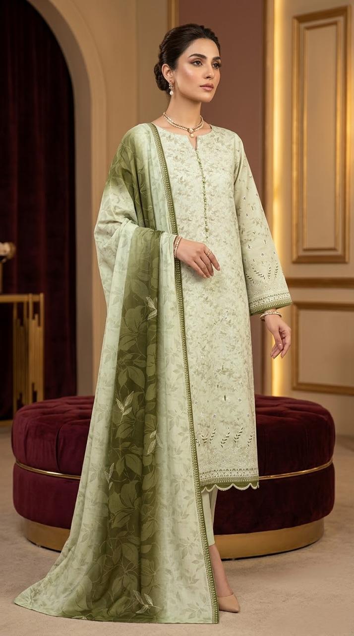 3Pc Digital Printed Karandi Unstitched Suit 584