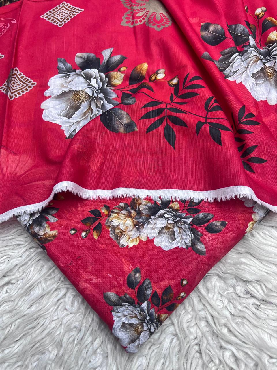 3Pc Slub Khaddar Unstitched Suit Vol-458