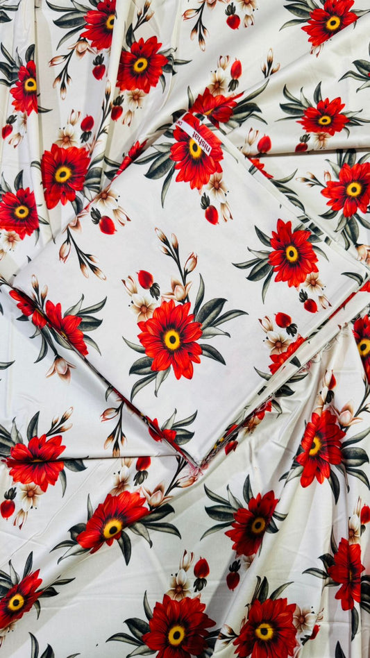 2 PC Linen Allover Unstitched Suit D-31926