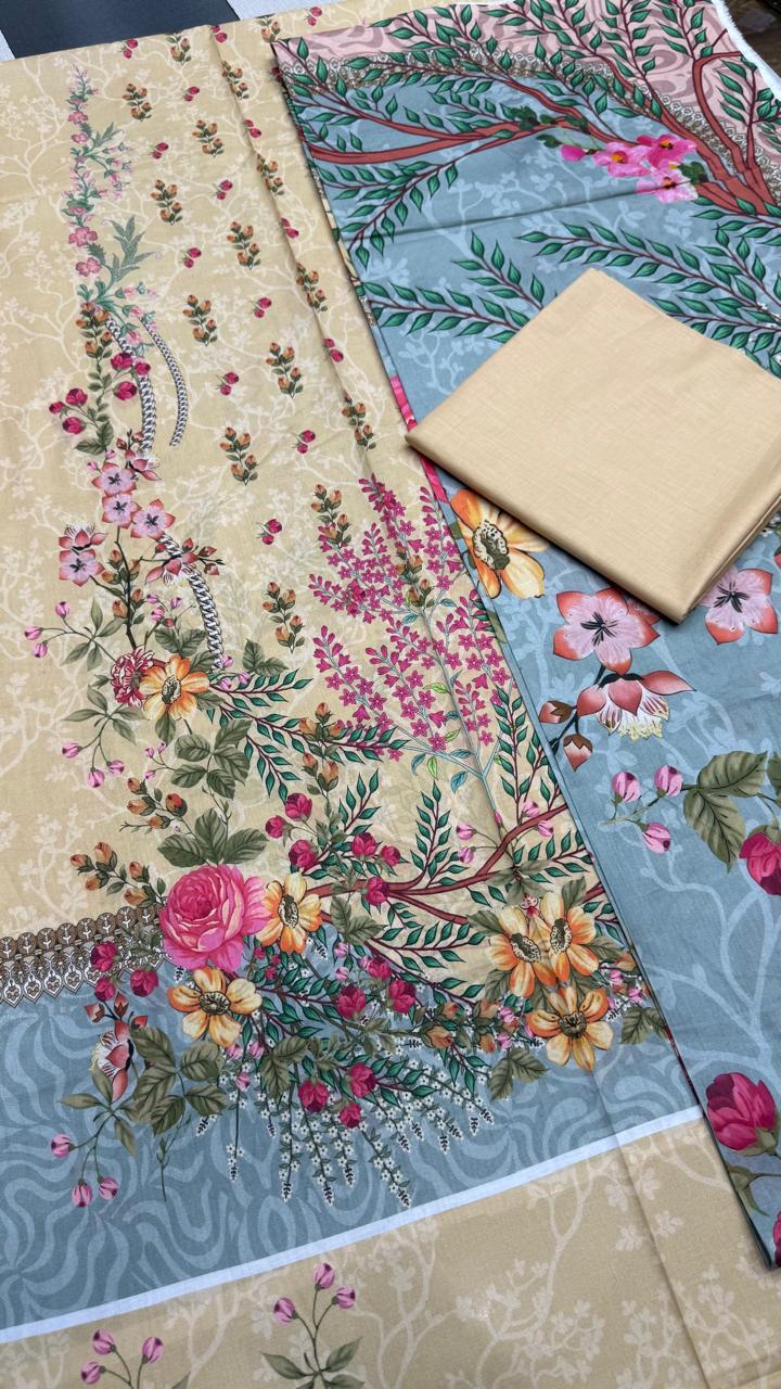 3 Peice Lawn Unstitched Suit - D (05)