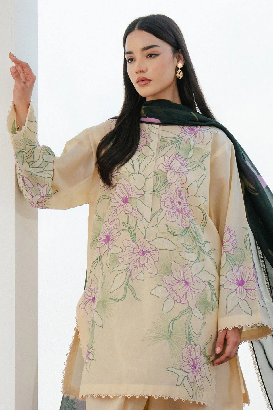 3Piece Embroidered Ricamo Dress