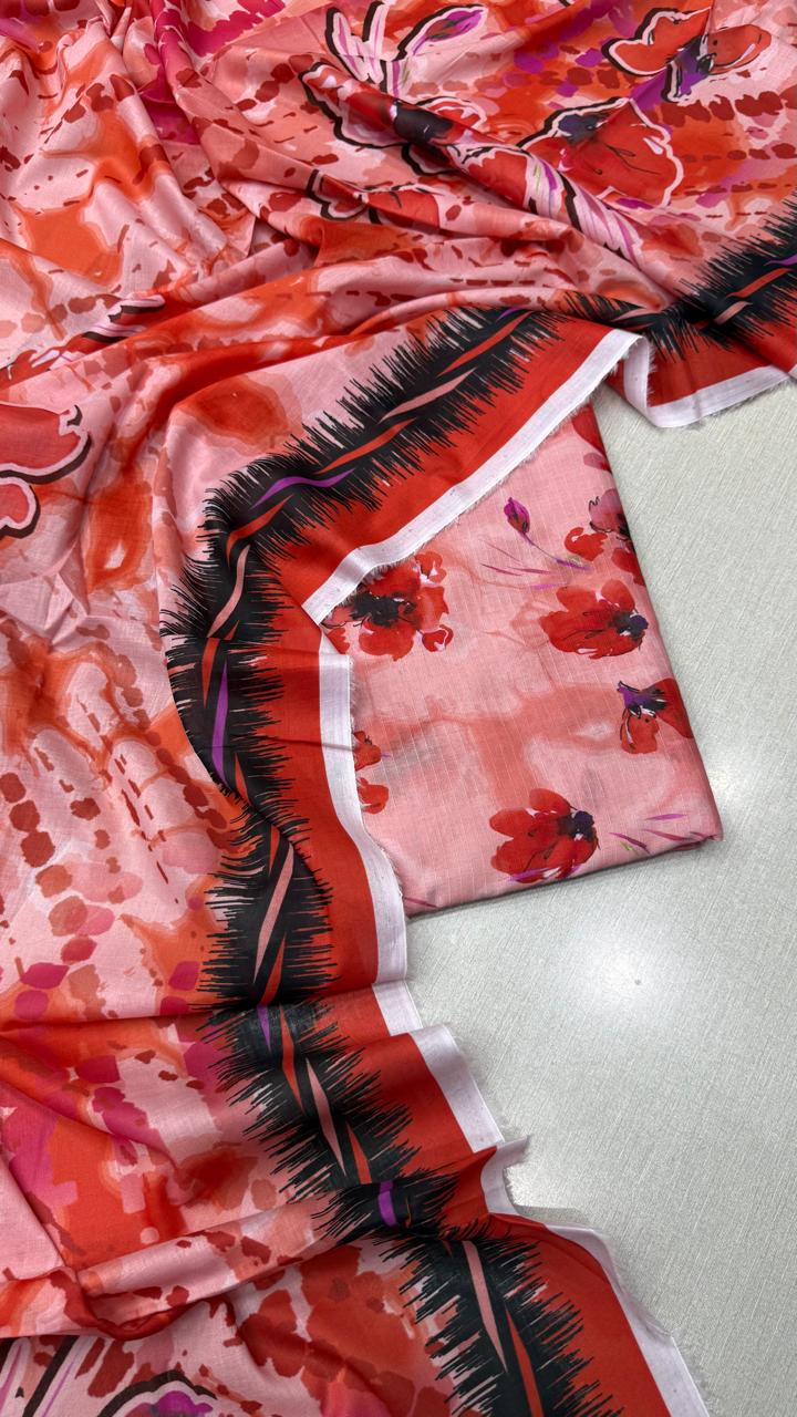 3Pc Lawn Bana Dora Unstitched Suit #39915