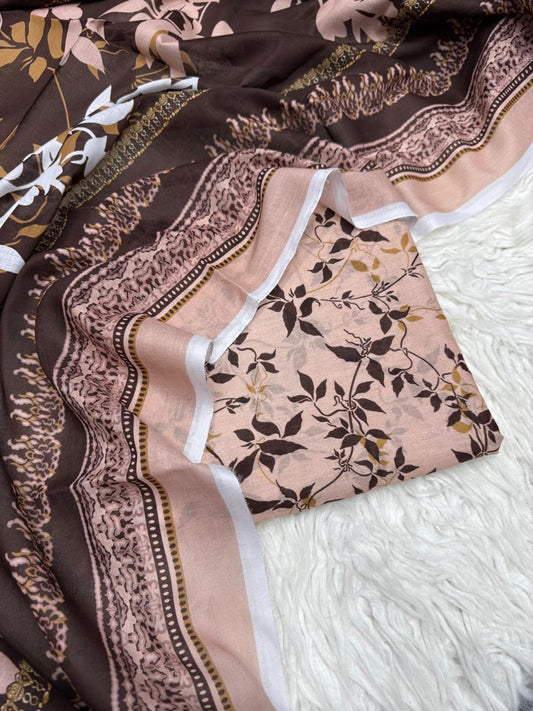 3Pc Civic Lawn Unstitched Suit - #205