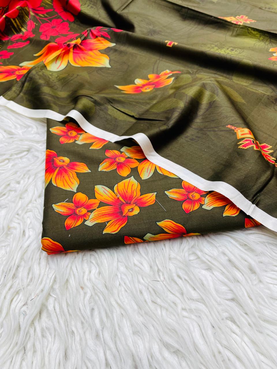 3 PC Linen Allover Unstitched Suit Vol-408