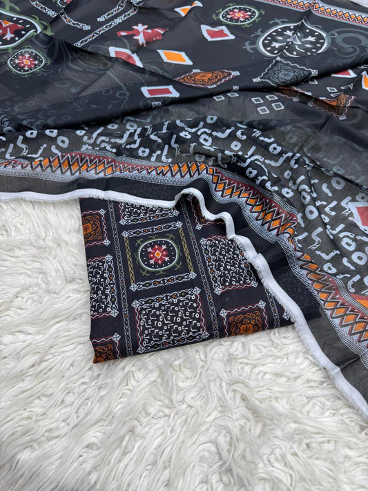 3Pc Supima Lawn Allover Suit  - #39657