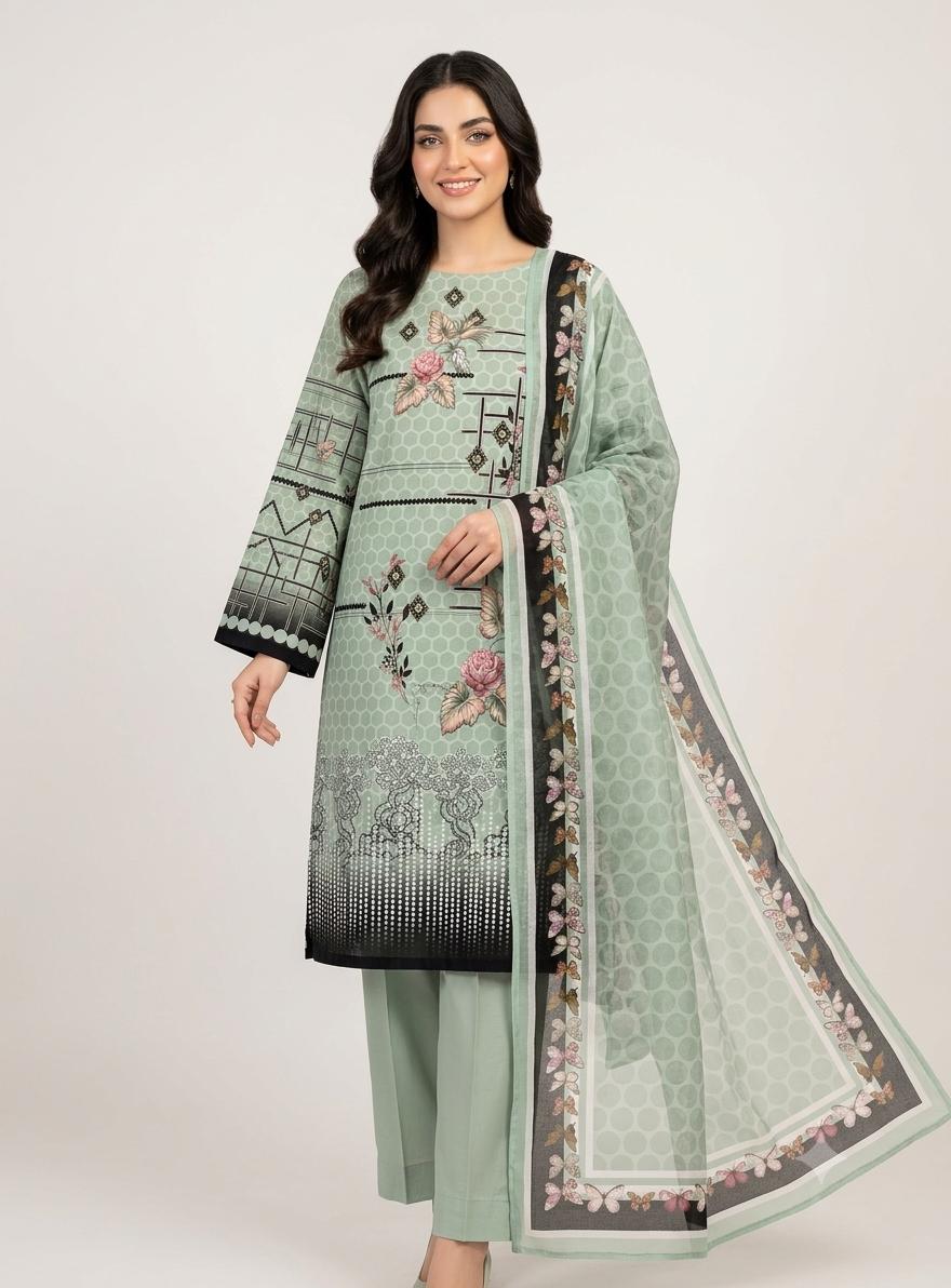3Pc Lawn Digital Printed Unstitched Suit 374