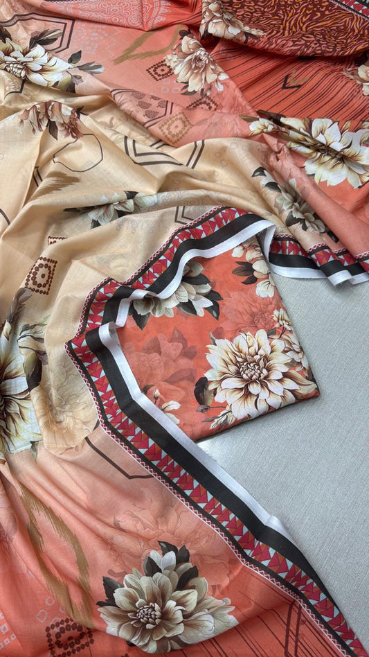 3Pc Slub Khaddar Allover Suit - 0083