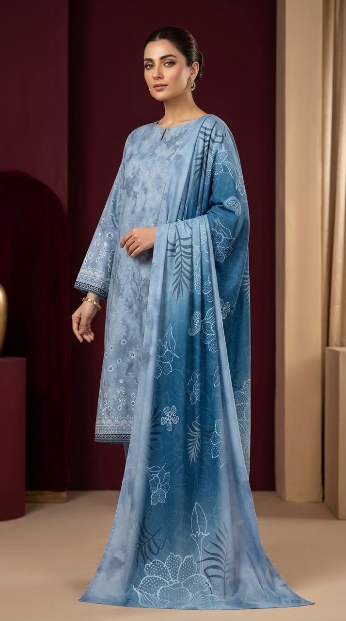 3Pc Digital Printed Karandi Unstitched Suit 584