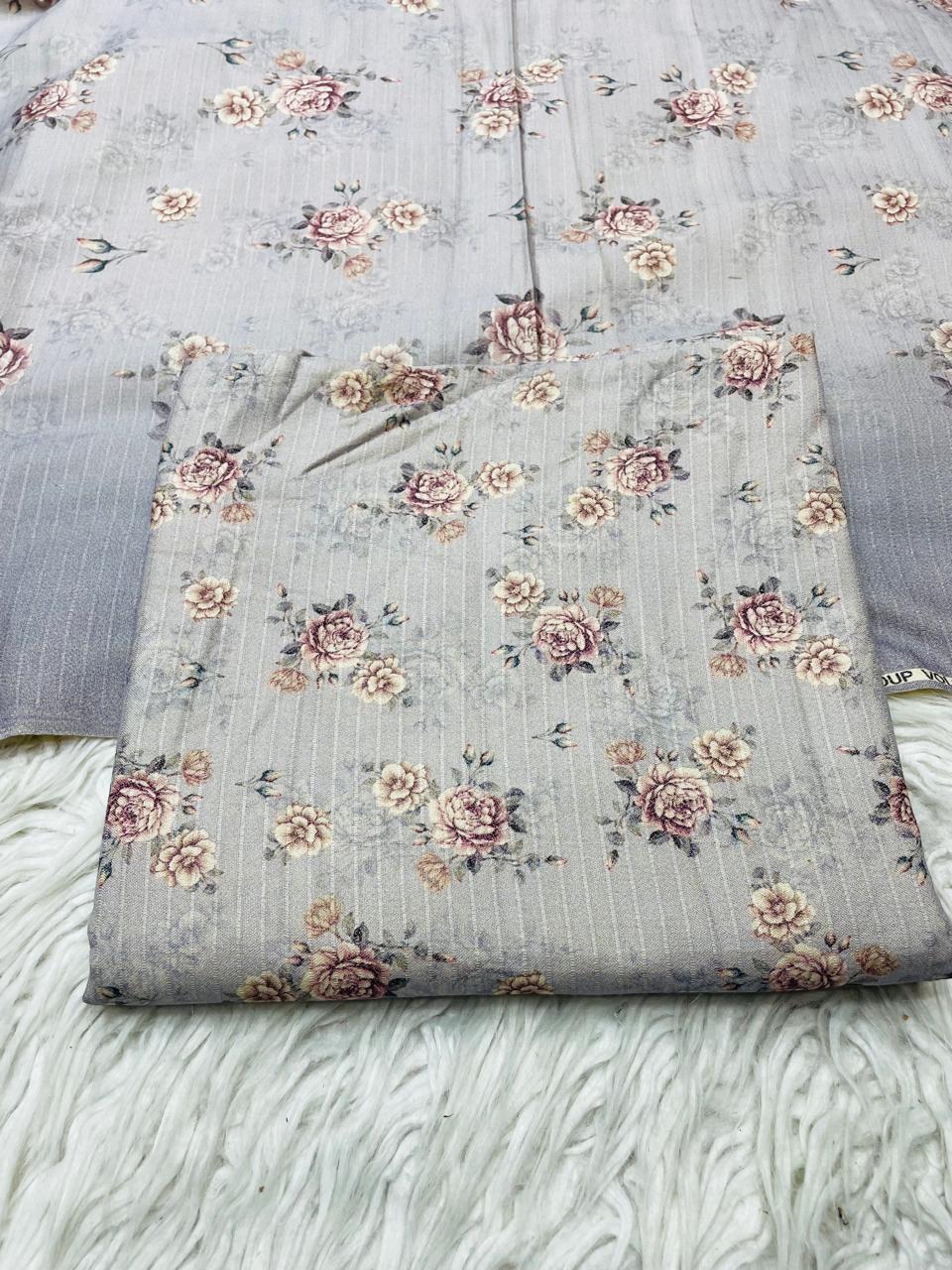 2 PC Dhanak Printed Kameez & Dupatta Unstitched Suit Vol-3103