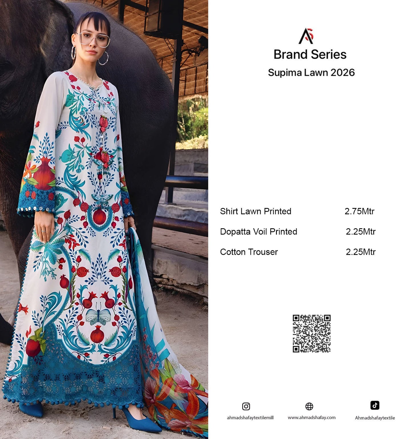 Supima Lawn 3Pc Unstitched Suit Vol-02