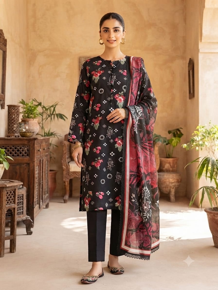 2Pc Sapphire Lawn Kameez & Trouser Suit 0210