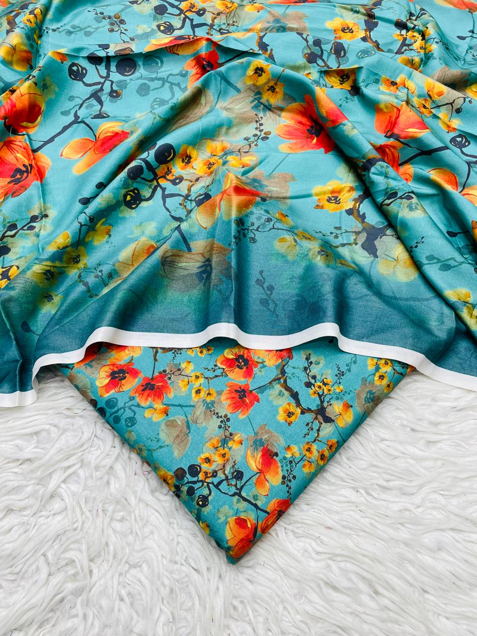 3Pc Linen Allover Unstitched Suit - 0077