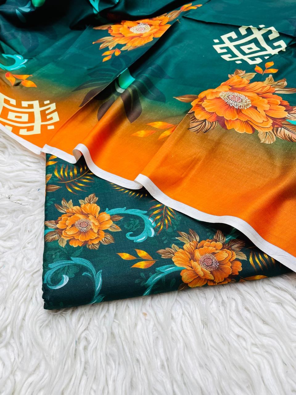 3 PC Linen Allover Unstitched Suit Vol-408