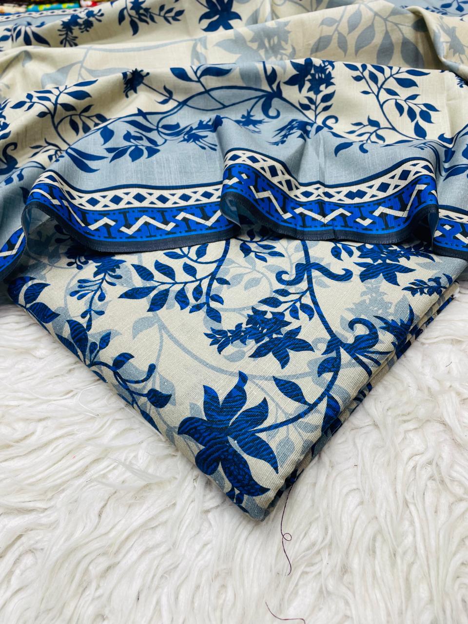 3Pc Slub Khaddar Allover Suit - 0098