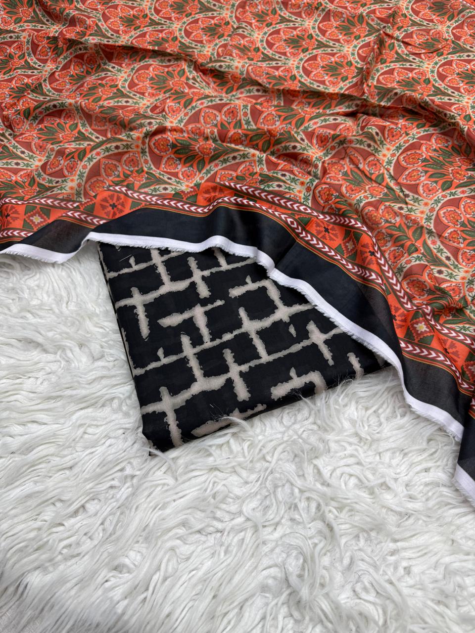3Pc Supima Lawn Allover Suit - #40501