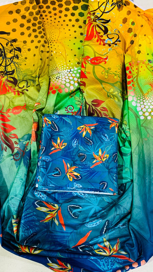 3 PC Linen Unstitched Suit D-32641