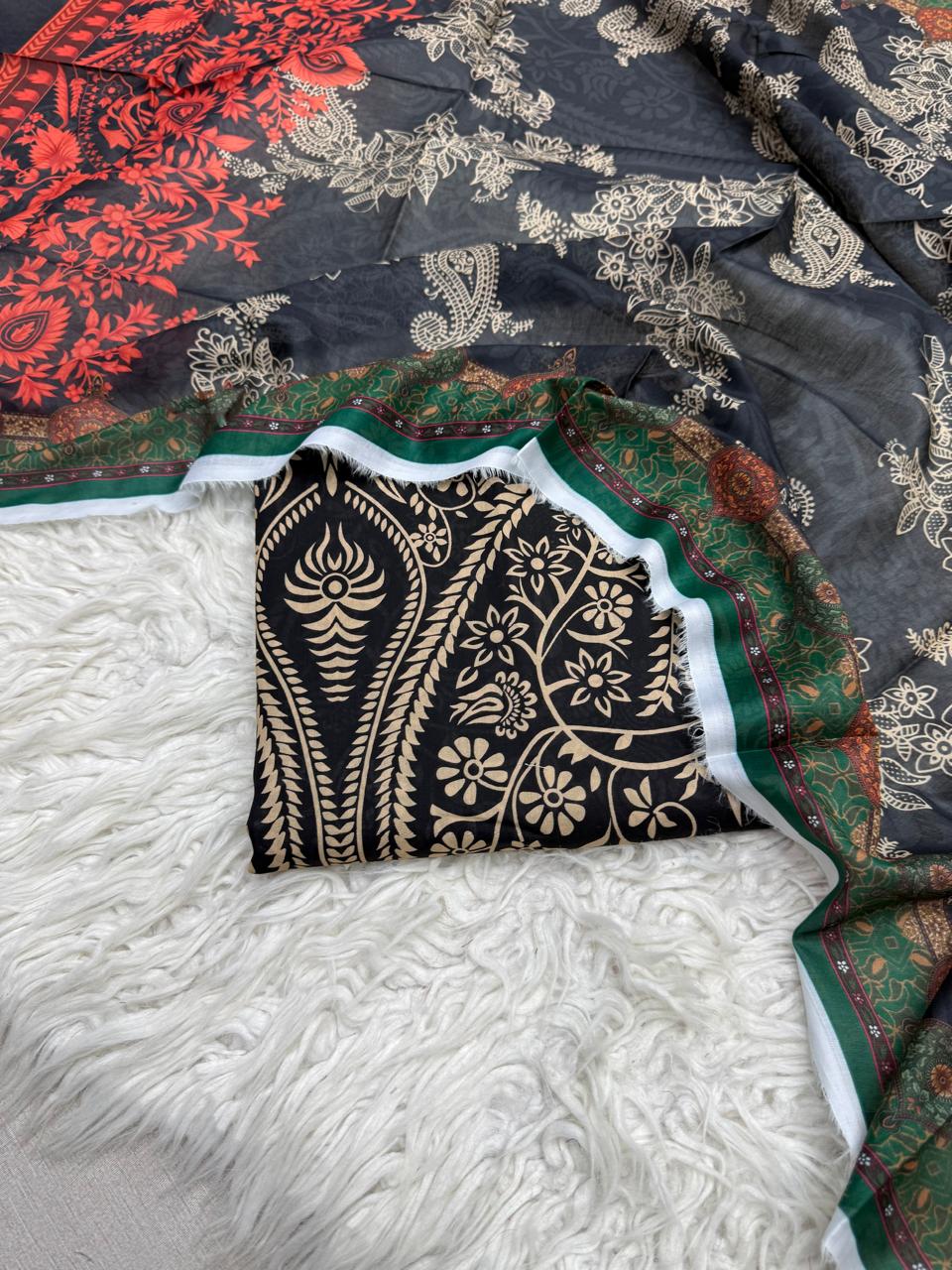 3Pc Supima Lawn Allover Suit - #37190