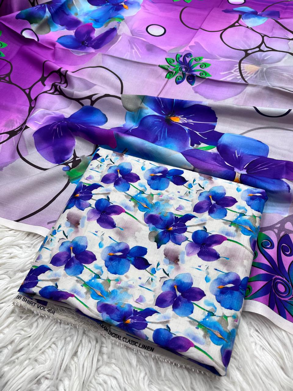 3Pc BanaDora Linen Allover Suit - 404