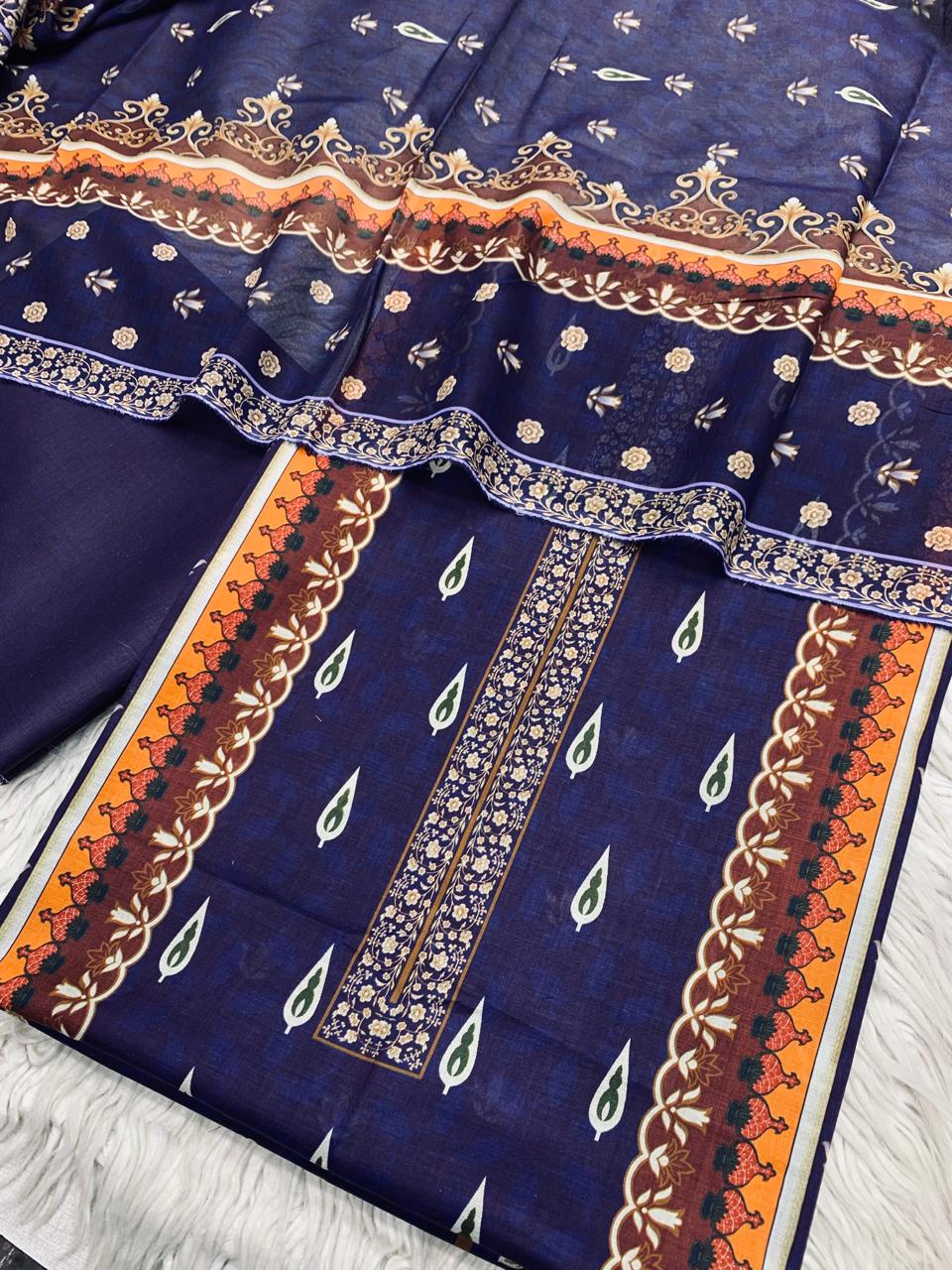 3Pc Sapphire Lawn Digital Printed Unstitched Suit 0200