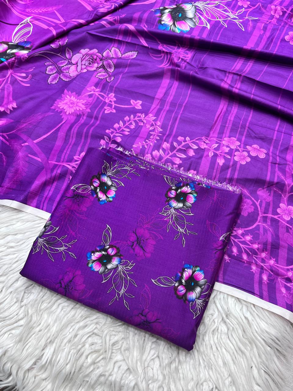 3Pc BanaDoria Linen Allover Suit - 400