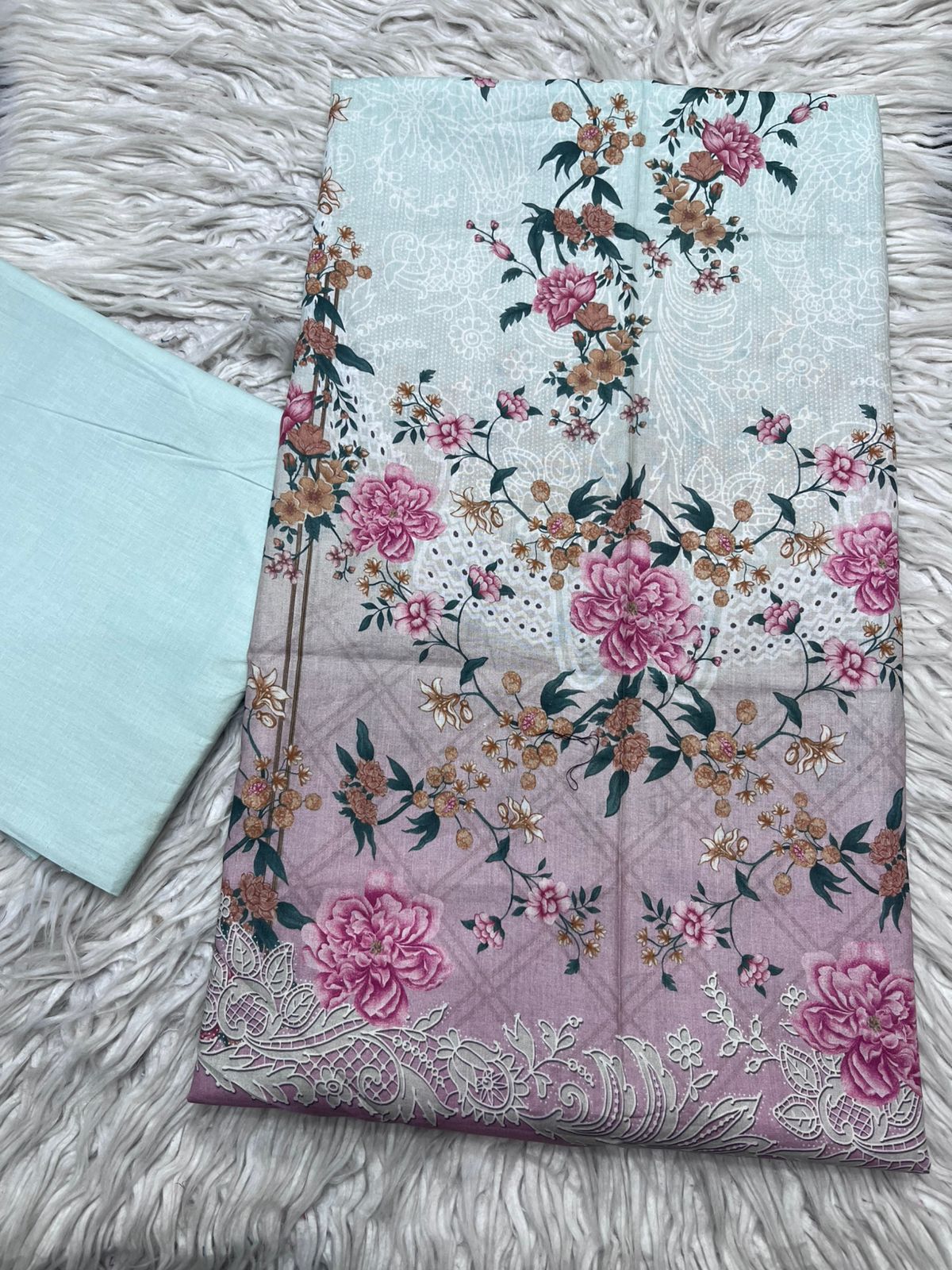 2Pc Lawn Kameez & Plain Trouser Vol-0010