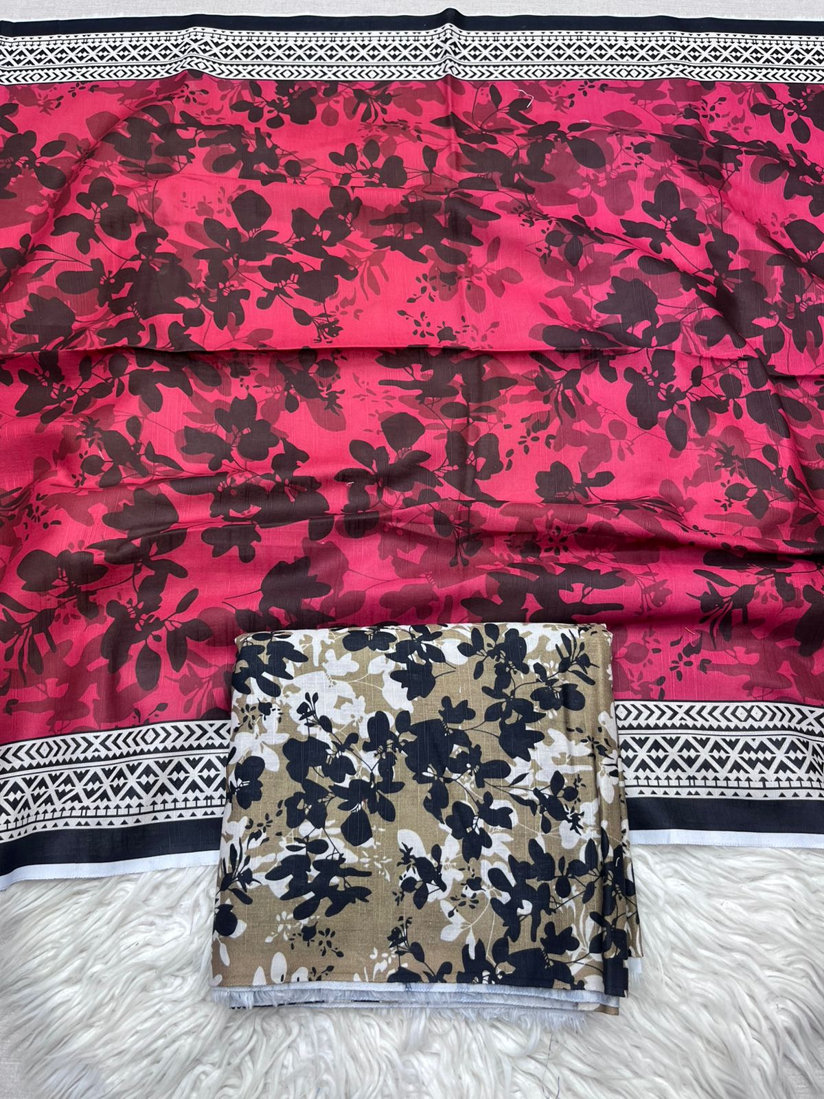 3Pc Slub Khaddar Unstitched Suit - 417