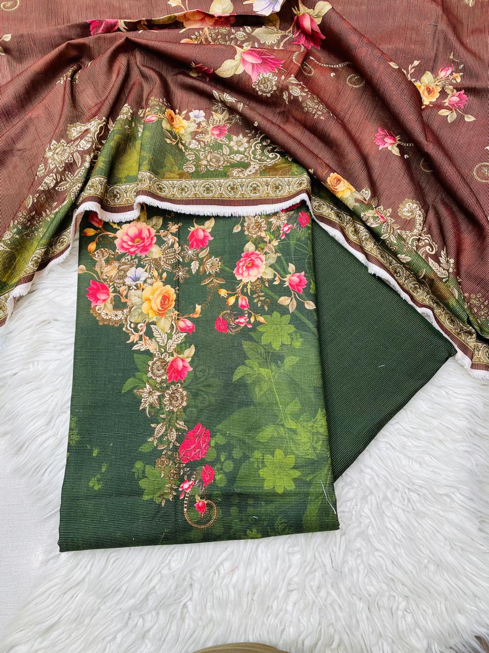 3Pc Chamki Khaddar Unstitched Suit Vol-0116