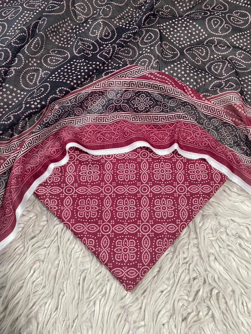 3Pc Supima Lawn Unstitched Suit 1432