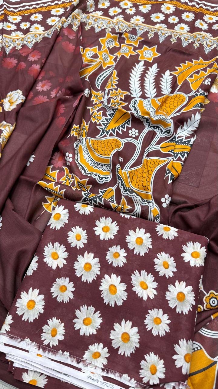 3Pc Lawn Unstitched Suit - #31041