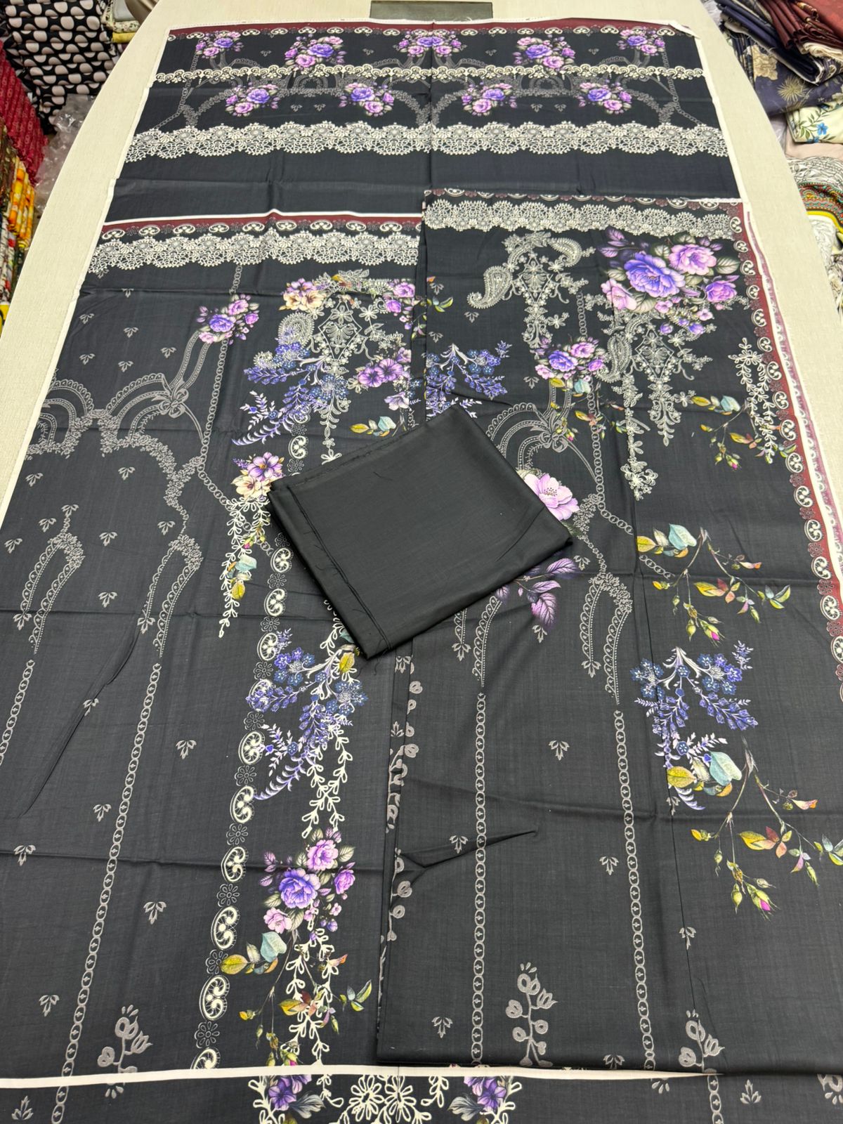 3Pc Linen Unstitched Suit - 0081