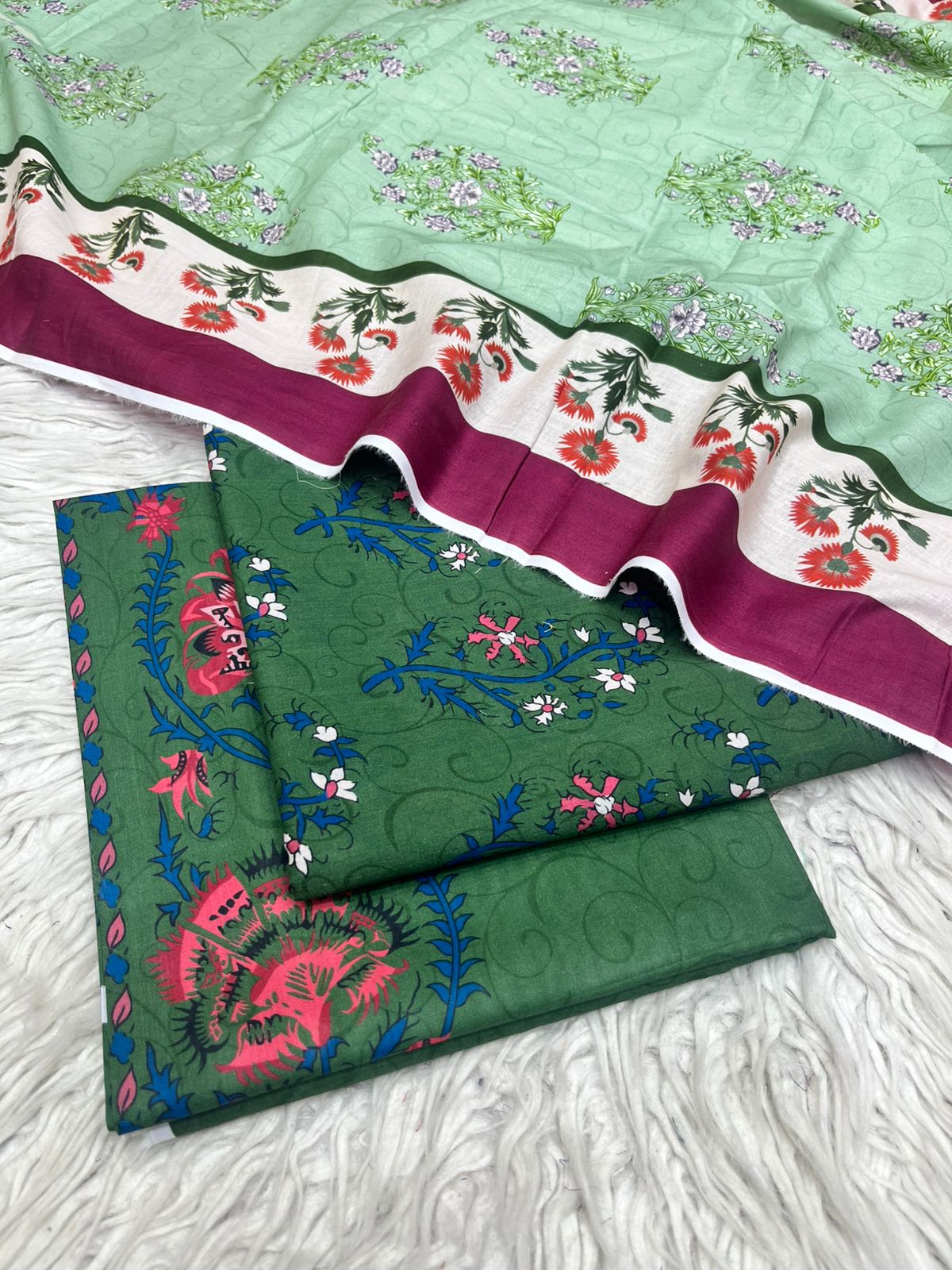 3 Peice Supima Lawn Suit Vol-698