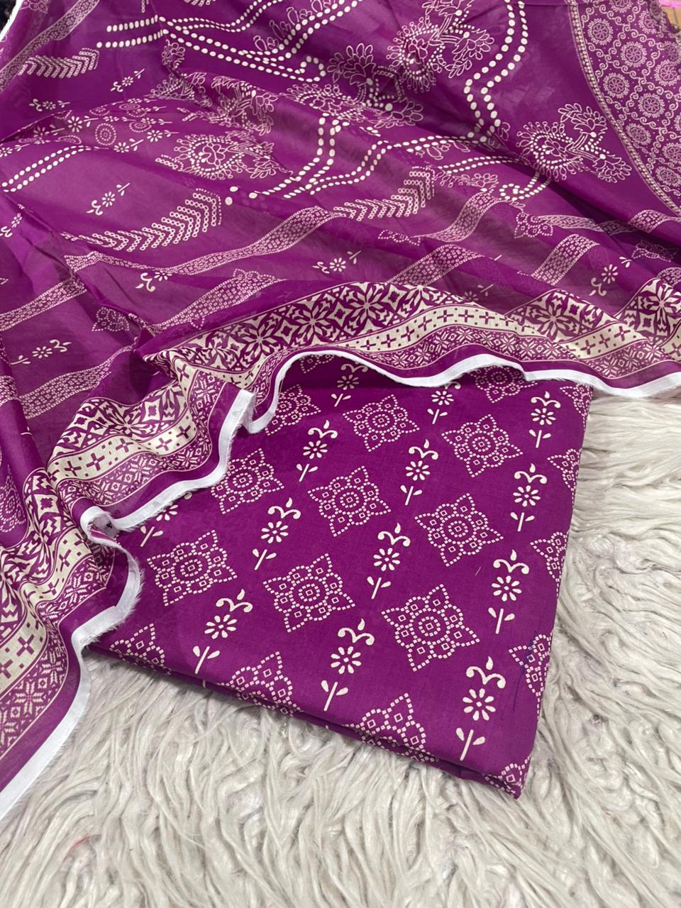 3Pc Supima Lawn Unstitched Suit 1432