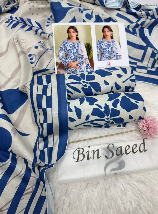 3Pc Slub Khaddar Allover Suit - 0076