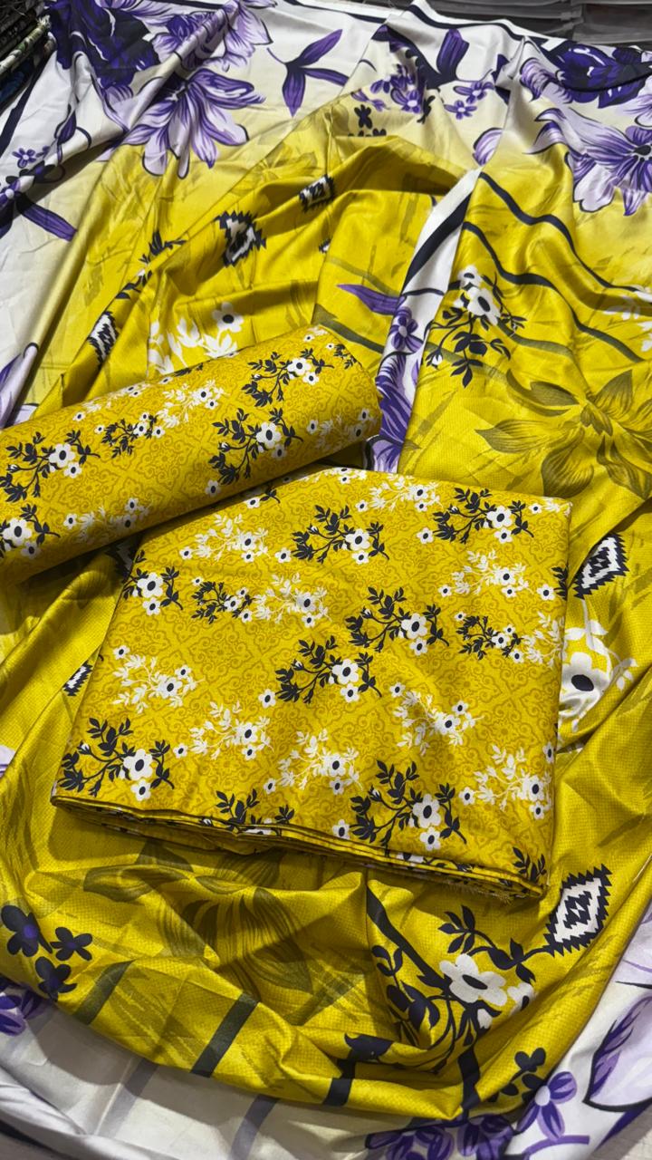 3 PC Linen Unstitched Suit D-33263