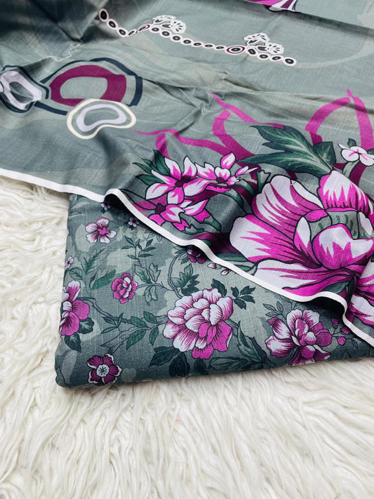 3 PC Slub Khaddar Allover Unstitched Suit Vol-0120