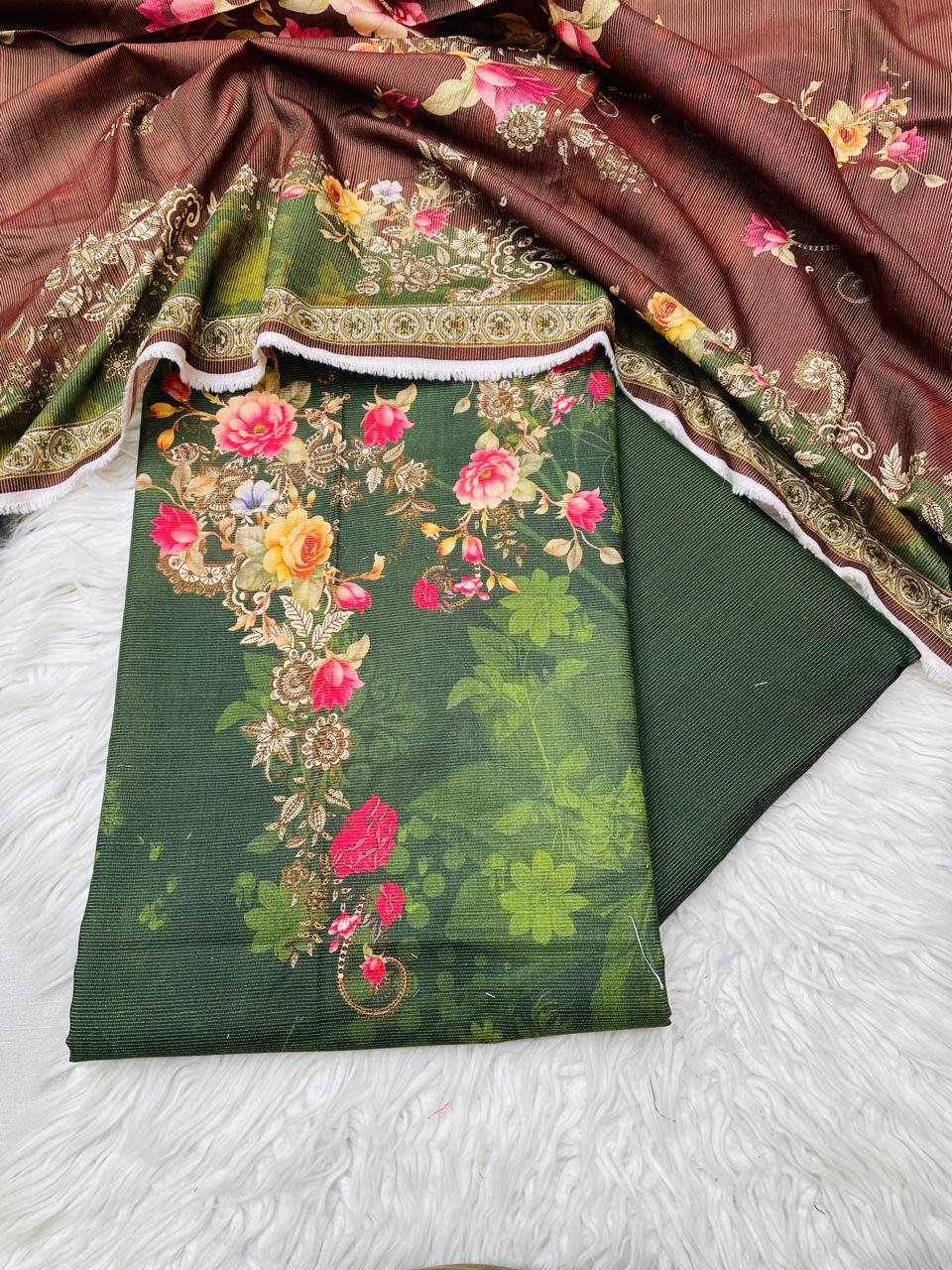 3Pc Chamki Khaddar Unstitched Suit Vol-0116