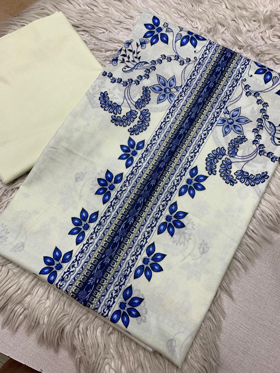 2Pc Executive Lawn Kameez & Dyed Trouser Unstitched Suit Vol-05