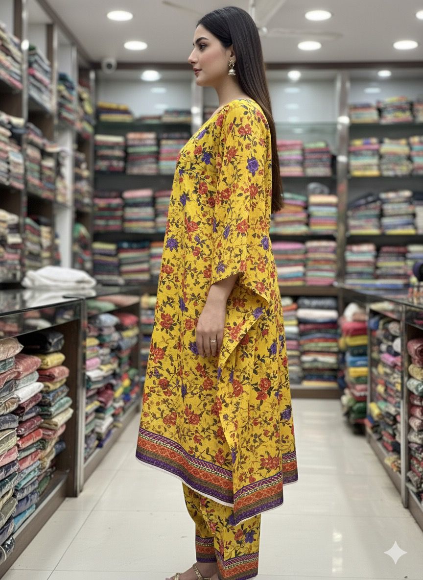 2 PC Cotton Allover Unstitched Suit Vol-1939