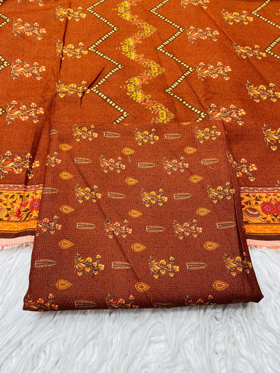 2 PC Dhanak Printed Kameez & Dupatta Unstitched Suit D#34761