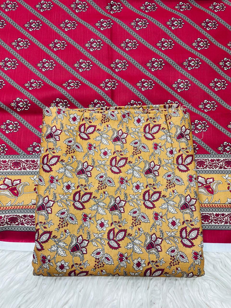 3Pc Slub Khaddar Allover Suit - 0092