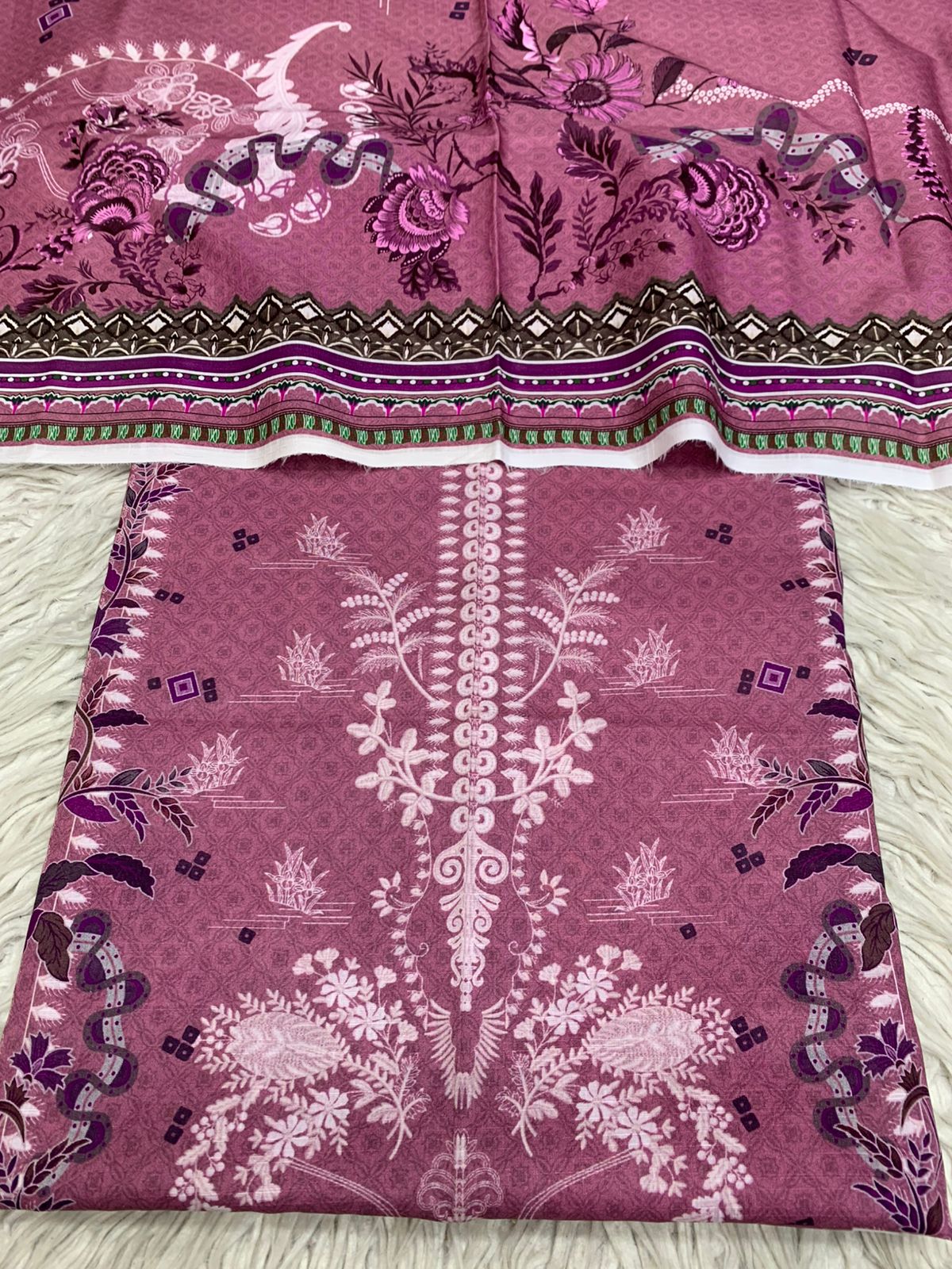 2Pc Cross Slub Lawn Kameez & Duppata Suit Vol-3201