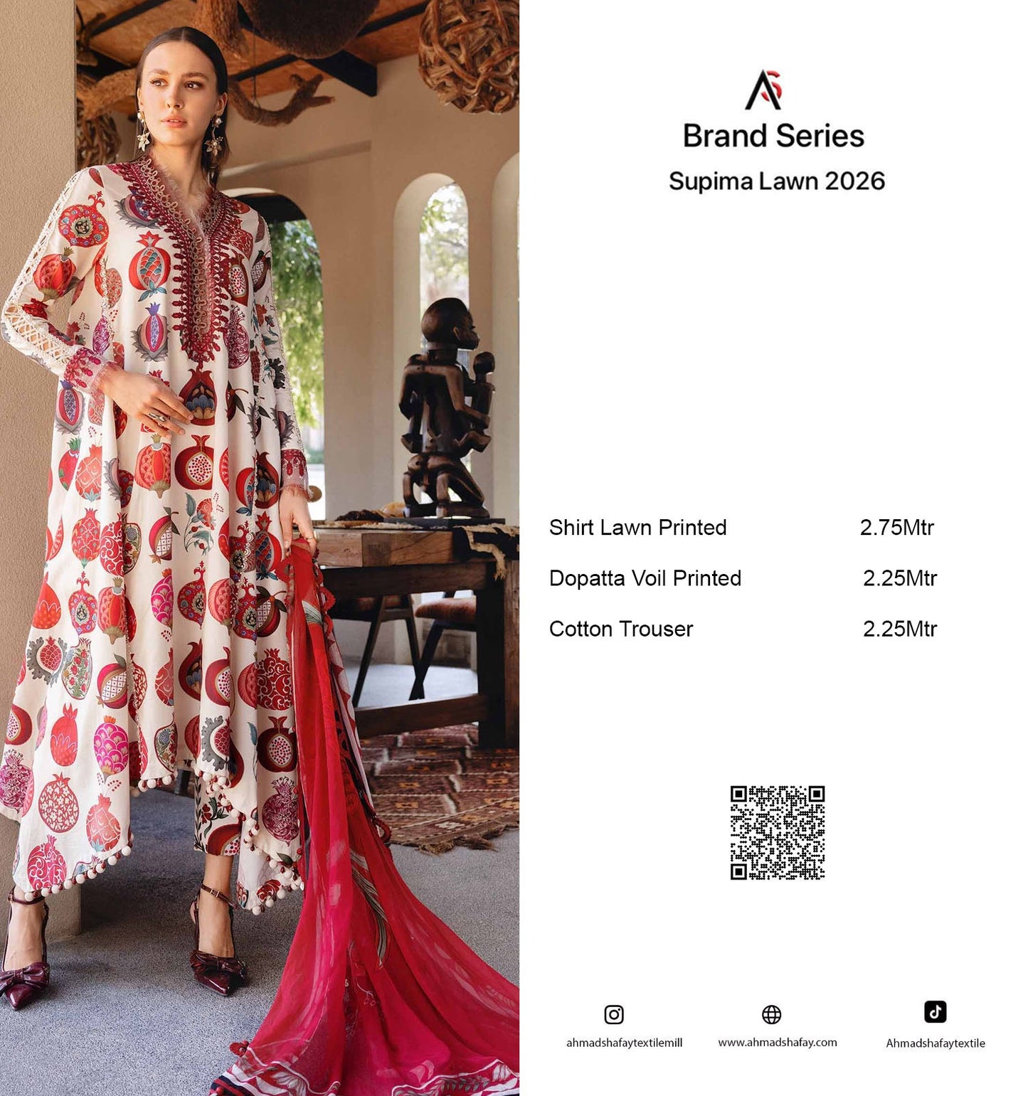 Supima Lawn 3Pc Unstitched Suit Vol-02