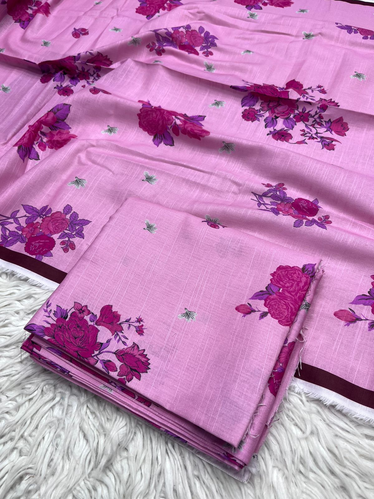 3Pc Slub Khaddar Unstitched Suit - 417