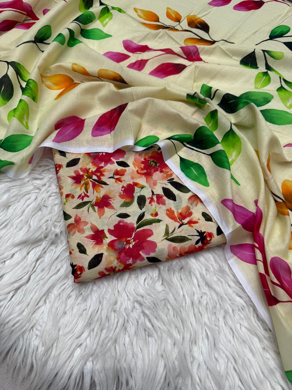 3Pc Civic Lawn Unstitched Suit - #42478