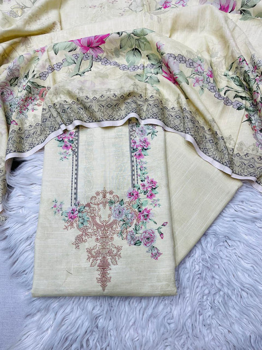 3Pc Chamki Khaddar Unstitched Suit Vol-0116