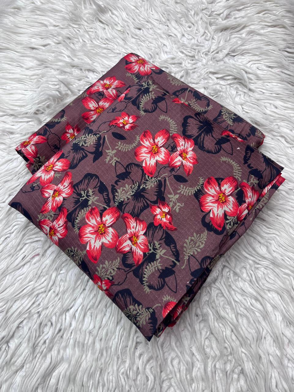 2Pc Bana Dora Linen Allover Suit Vol-3171