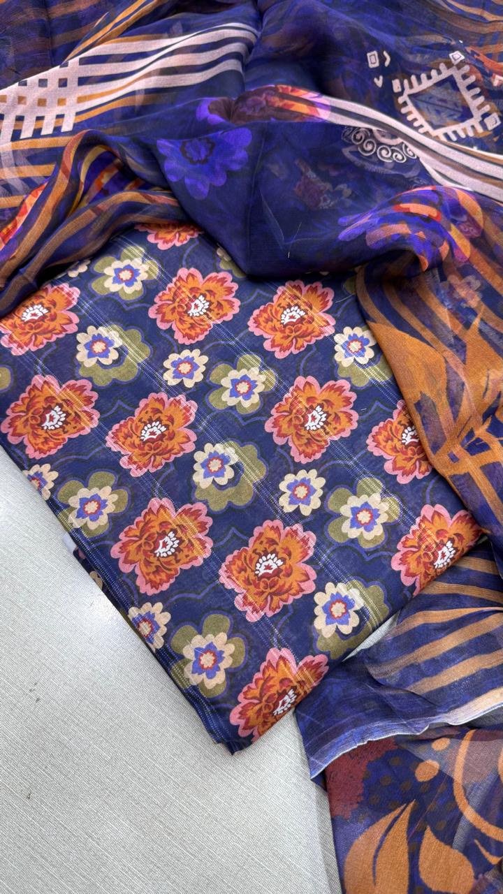 3Pc Luxury Nino Lawn with Chiffon Dupatta Vol-306