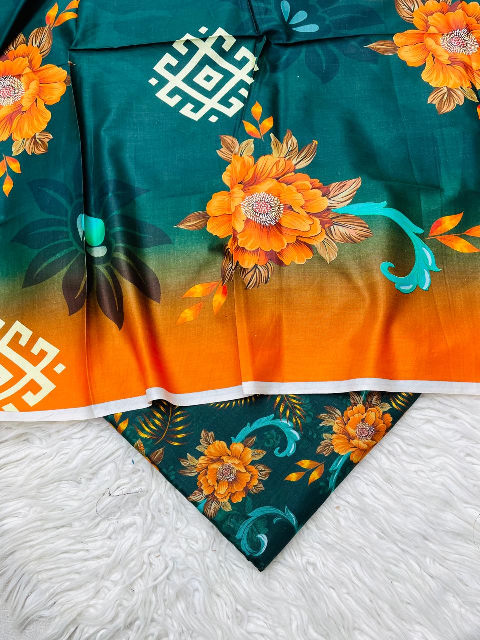 3 PC Linen Allover Unstitched Suit Vol-408