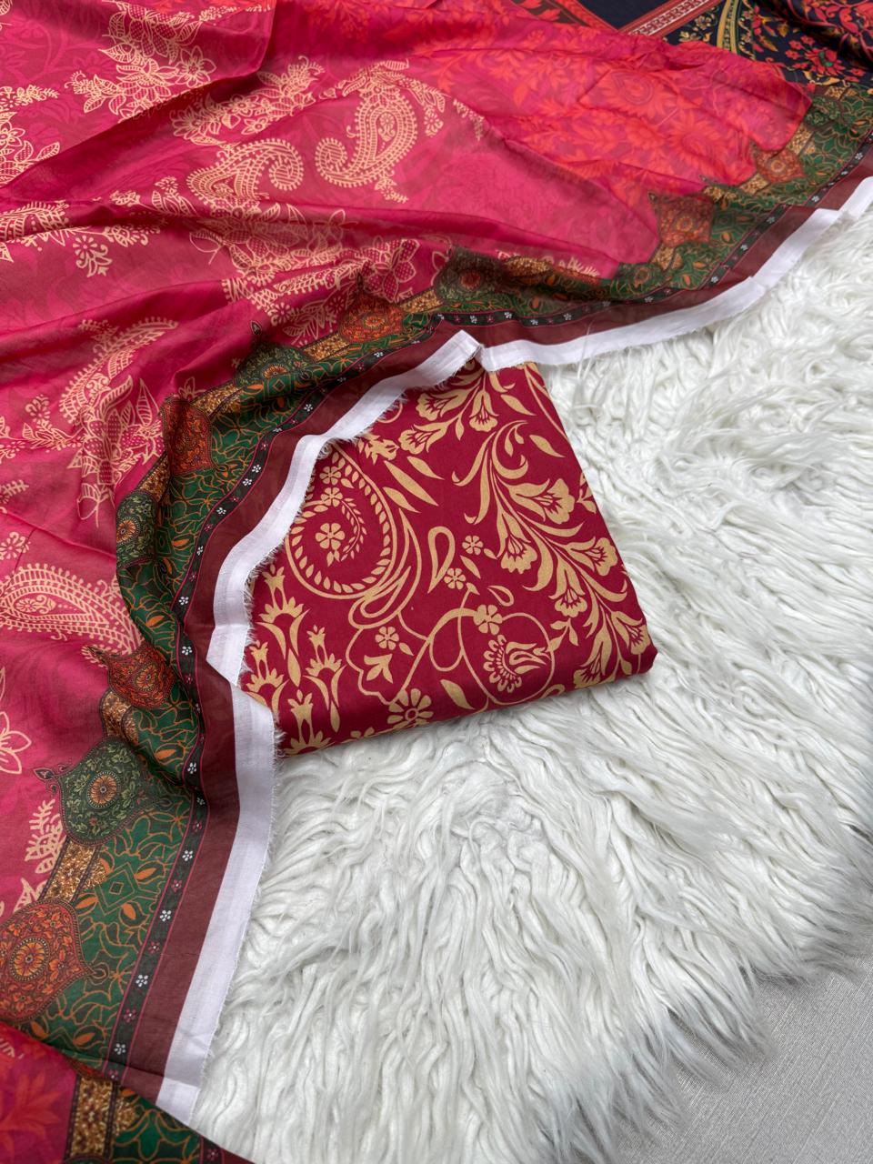 3Pc Supima Lawn Allover Suit - #37184